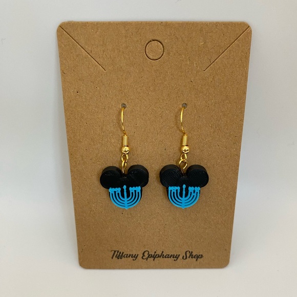 One pair Hanukkah Mickey Earrings Handmade NWT - Picture 12 of 15